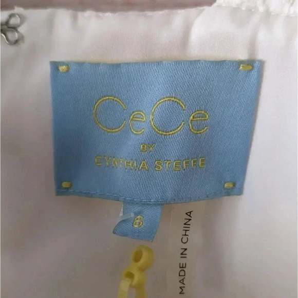 CeCe By Cynthia Steffe Size 6 Lily White Eyelet Dress Peplum Lined Knee Length - Picture 4 of 13